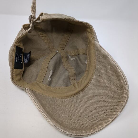 David And Young Slideback Hat Tan One Size Adjustable Distressed 6 Panel - Picture 6 of 8